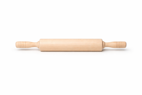 Wooden rolling pin on a white background