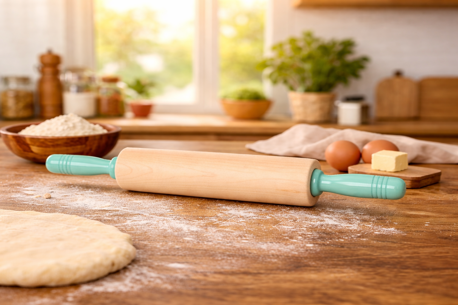 12" Rolling Pin - Seafoam Handles