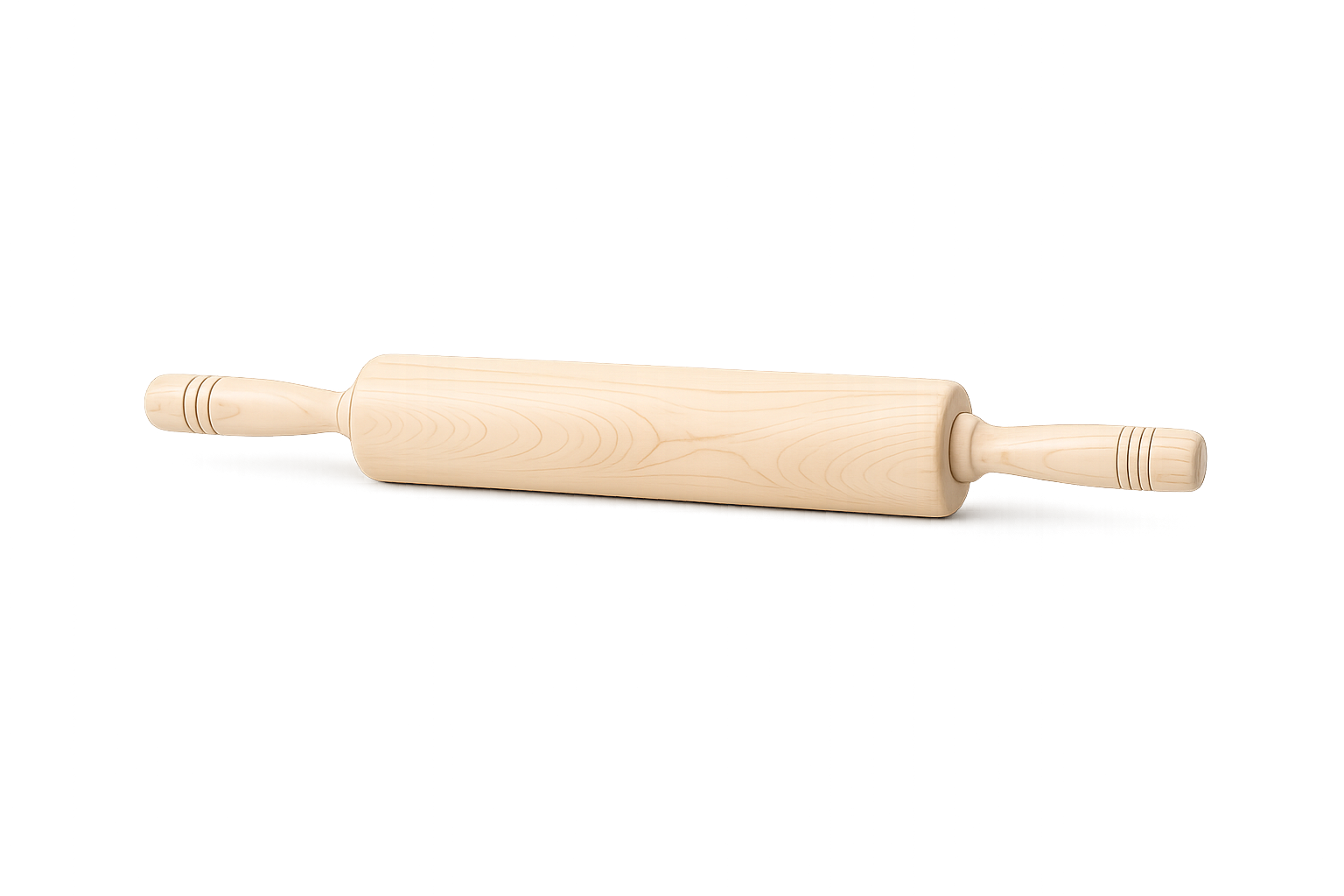Wooden rolling pin on a white background
