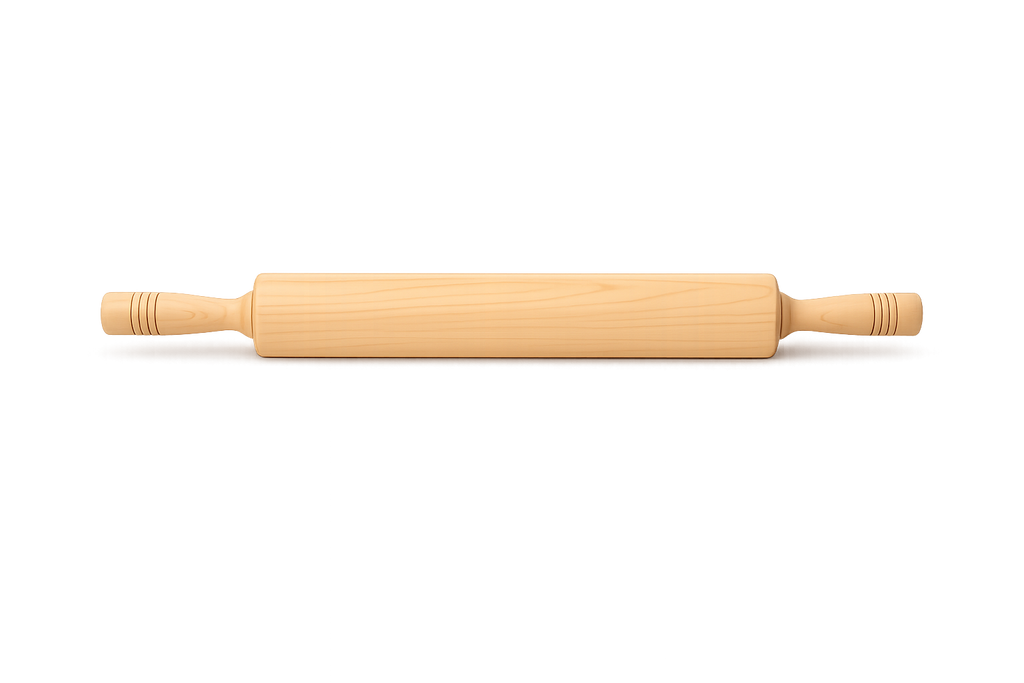 Wooden rolling pin on a white background