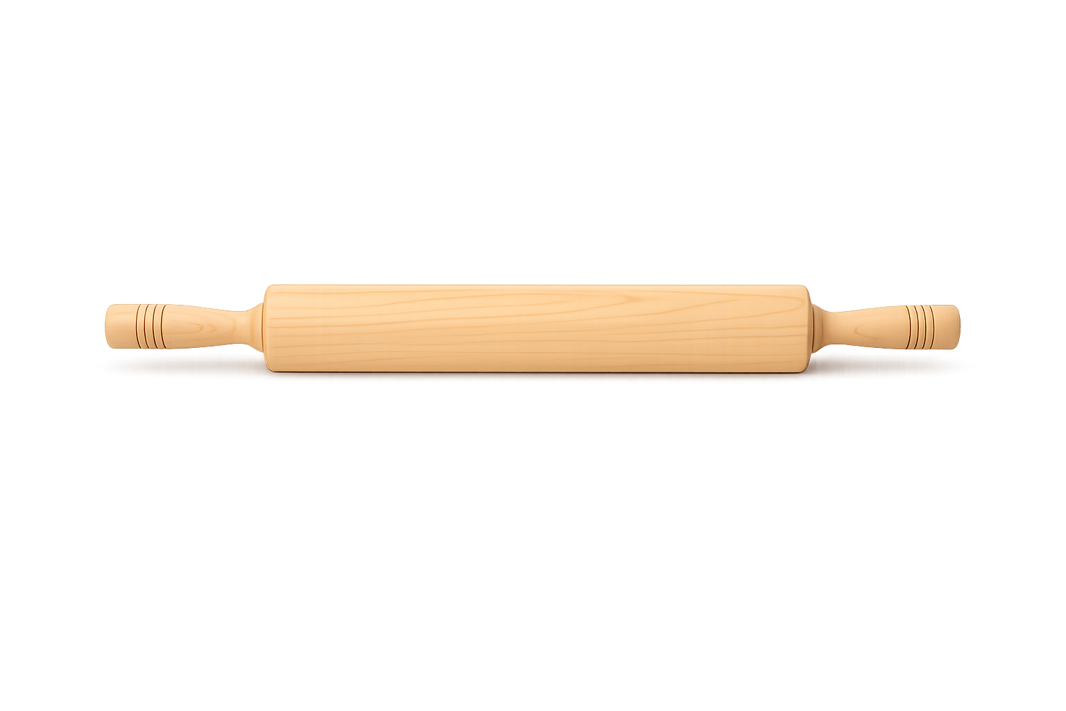 Wooden rolling pin on a white background