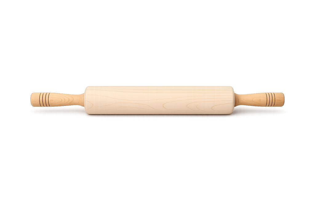 Wooden rolling pin on a white background