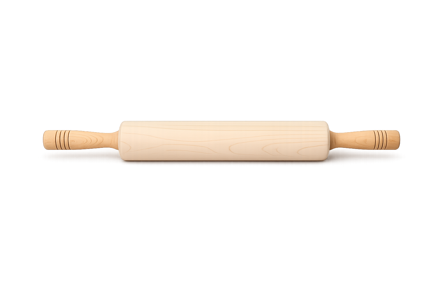 Wooden rolling pin on a white background