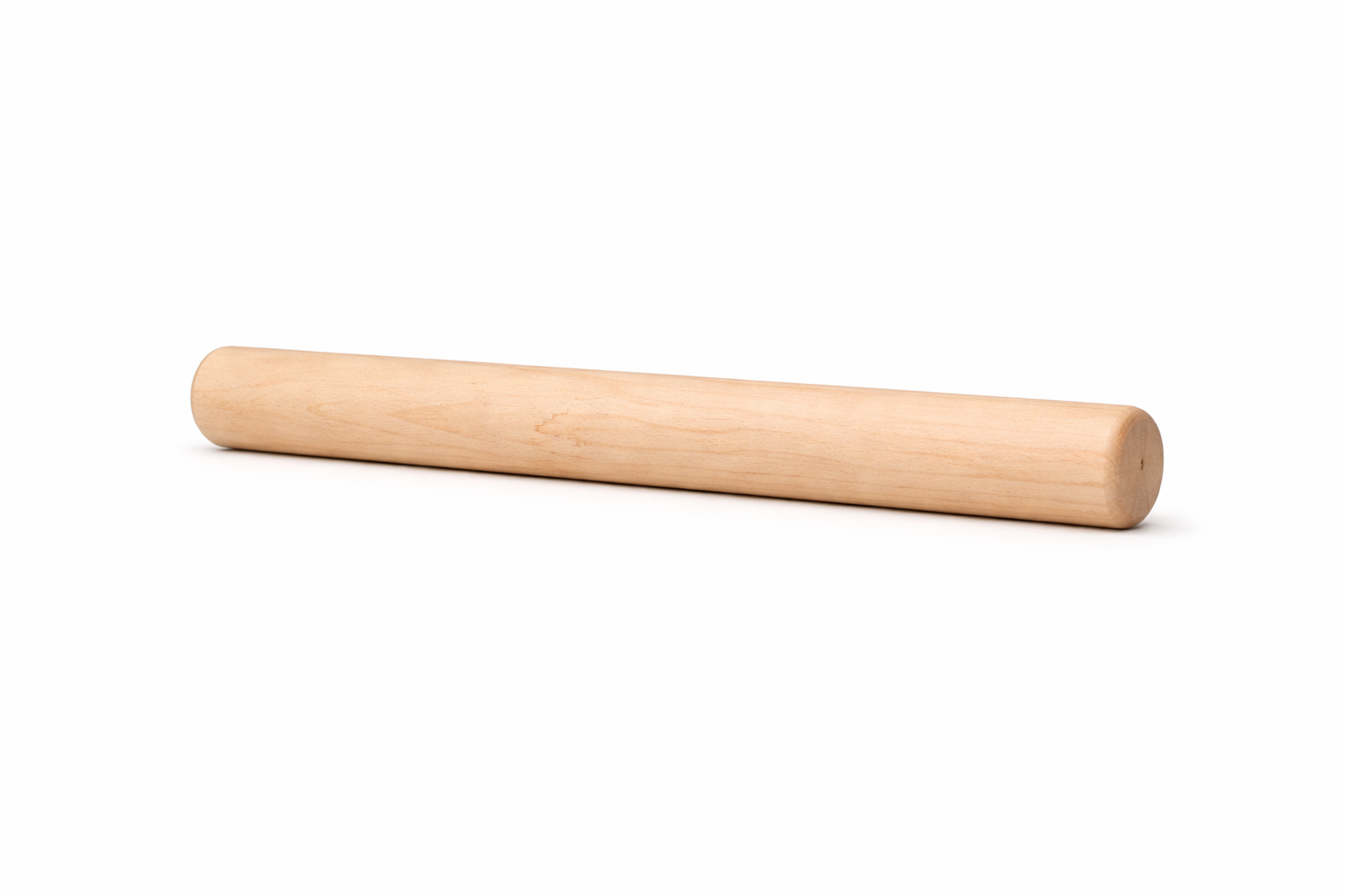 Wooden rolling pin on a white background