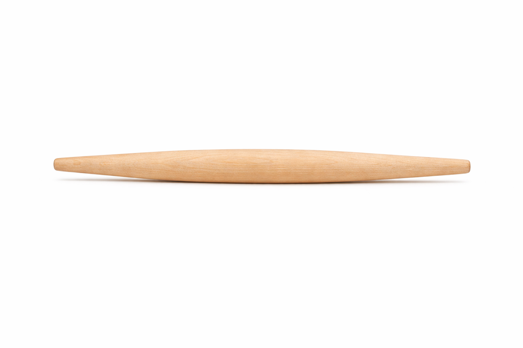 Wooden rolling pin on a white background