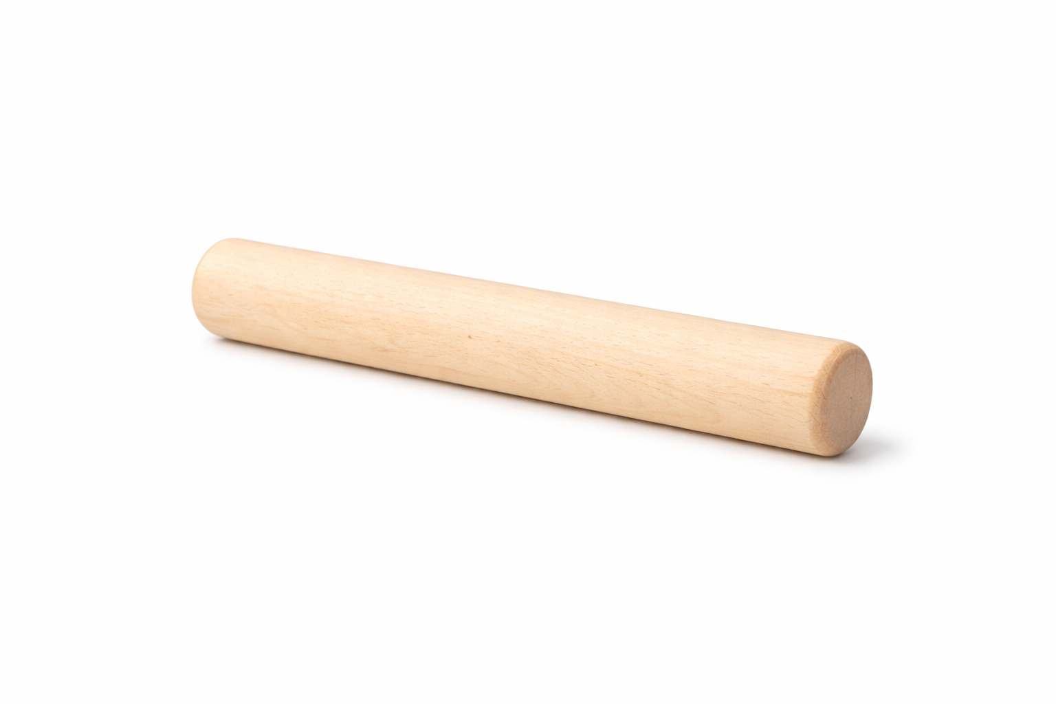 Wooden rolling pin on a white background